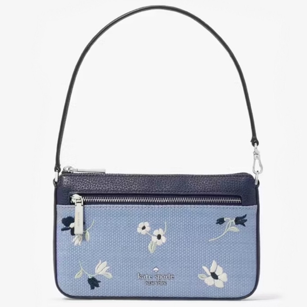 Kate Spade Blue Floral Embroidered Wristlet